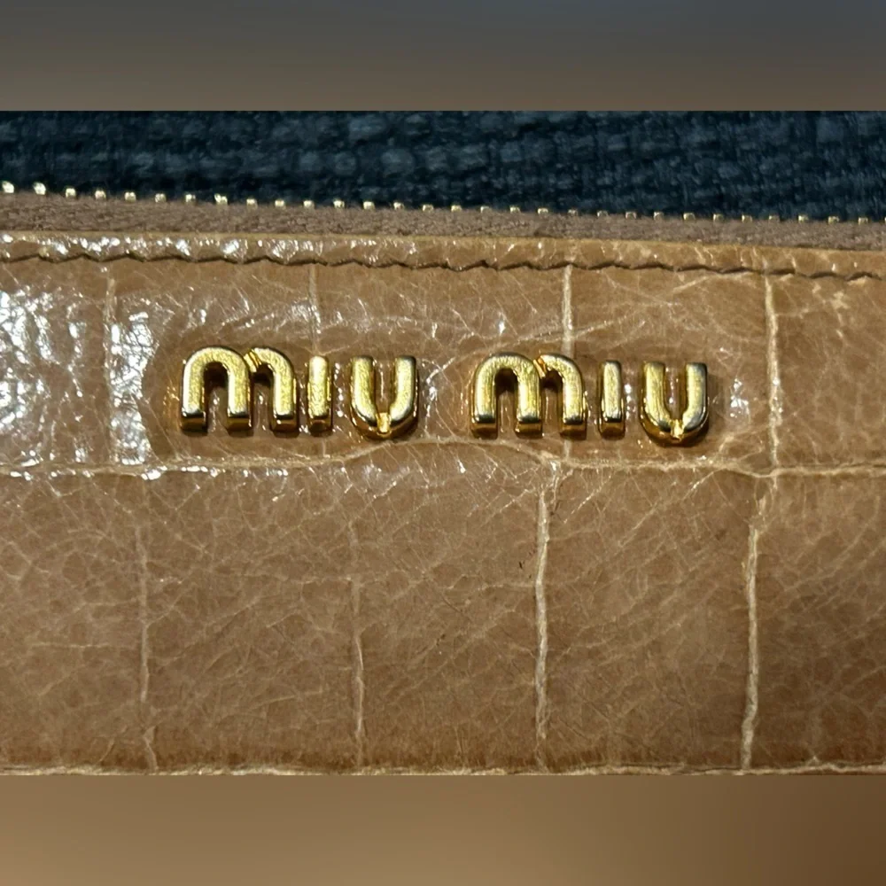 Miu Miu Wallet Purse Long Wallet Beige Gold